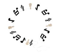 DEARMAMY Guirlande Décorative Musicale Scintillante de Notes et Guitare Dorée, Bannière Suspendue Thème Fête et Anniversaire, Décoration Murale pour Fond Photo et Événement Rock, 1 Pièce