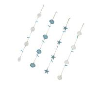 DEARMAMY Guirlande Photo Méditerranéenne 4 Pièces avec Pinces, Corde de Jute Naturelle, Décoration Murale Océan pour Chambre et Salle de Bain, Porte-Photos Décoratif Bord de Mer