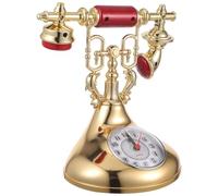 DEARMAMY Horloge Téléphonique Rétro Doré Décoration Élégante pour Bureau et Chambre Pendule Vintage Compact et Cadeau Charmant pour Intérieur Européen