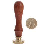 DEARMAMY Kit de Tampon à Cire Vintage Étoile avec Manche en Bois et Tête en Cuivre, Sceau de Cire pour Mariage et Enveloppes, Outil de Cachet Scellage Lettre Décoratif, Accessoire