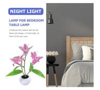 DEARMAMY Lampe de Table Lily Fleur Pot Lampe de Chevet Décorative pour Chambre Veilleuse Douce et Ambiance Chaleureuse Luminaire de Table Intérieur
