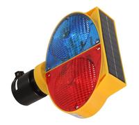 DEARMAMY Lampe Solaire de Barrage Routier Double Face LED Stroboscopique Lumière Avertissement Clignotante Rouge et Bleu Résistante et Autonome pour Sécurité Chantier Nocturne