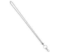 DEARMAMY Lanière Porte-badge en Strass Argentée Anneau Porte-clés Métallique, Tour de Cou pour Téléphone Portable et Clés, Cordon de Sécurité Élégant pour Bureau et Usage Professionnel