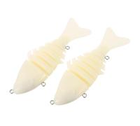 DEARMAMY Leurres de Pêche Multi-Articulés 2 Pièces Beige à Peindre, Appâts Durs Réalistes 10 CM pour Eau Douce et Mer, Corps en 7 Segments pour Pêche Carnassière