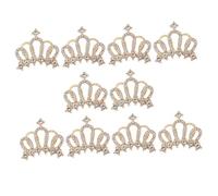 DEARMAMY Lot De 10 Breloques Couronne En Alliage Cristal Doré, Accessoires De Coiffure Diy Pour Femmes, Décorations Bijoux Mariage Et Paquet, Ornements Légers Et Brillants