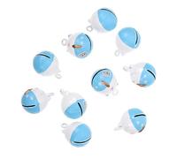 DEARMAMY Lot De 10 Cloches Décoratives Diy Chat Bleu Blanc 24x17mm, Accessoires Artisanaux Légers, Pendentifs Suspendus Pour Décoration Intérieure, Bricolage Et Fête