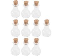 DEARMAMY Lot de 10 Petites Bouteilles en Verre Transparent Bouchon en Liège Flacons à Souhaits Étanches pour Huiles Essentielles Parfums et Cordyceps Décorations Miniatures pour Maison