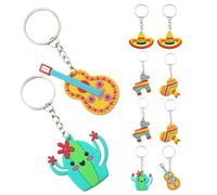DEARMAMY Lot de 10 Porte-Clés Mexicains en PVC Légers Breloques Cactus Chapeau Guitare et Maracas Accessoires Créatifs pour Paquet à Main et Décoration de Fête Thème Carnaval