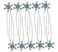 DEARMAMY Lot De 12 Épingles à Cheveux Flocon De Neige, Accessoires Pour Cheveux Bleus, U-pinces Coiffure, Pour Femmes Et Mariées, Pour Mariage Et Fêtes, Design Cristal Élégant