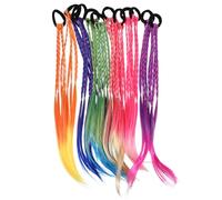 DEARMAMY Lot de 12 Extensions de Tresses Synthétiques Colorées avec Élastiques Souples 6 Couleurs Lumineuses Mélangées Accessoires Coiffure Queue de Cheval Tressée pour Filles et