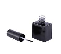 DEARMAMY Lot De 12 Flacons Distributeurs Plats De Vernis à Ongles Vides En Verre Noir 10 Ml Pinceau Pour Nail Art, Compacts Et Étanches, Adaptés Aux Voyages Et Usage Professionnel