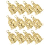 DEARMAMY Lot de 12 Pendentifs Clochettes en Laiton Creuses Dorées 12X15 MM Mini Cloches pour Bijoux DIY Accessoires Suspendus Vintage pour Loisirs Créatifs et Décoration Artisanale