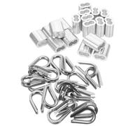 DEARMAMY Lot de 120 set de Pièces Clips Câbles en Acier Inoxydable et Aluminium Cosses pour Câbles Métalliques M5 Boucle Double 8 en Aluminium Anneaux Cœur en Acier Fixations Robustes