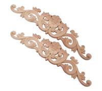 DEARMAMY Lot de 2 Appliques en Bois Sculpté 30x7 Cm, Décorations Murales et Meubles Vintage, Incrustations Décoratives pour Armoires et Cheminées, Style Artisanal, Décoration Intérieure