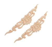 DEARMAMY Lot de 2 Appliques en Bois Sculpté Non Peint pour Meubles, Incrustations Décoratives 40 X 8 Cm, Ornements en Bois Naturel pour Portes, Armoires et Commodes, Décoration DIY