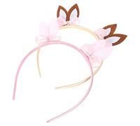 DEARMAMY Lot De 2 Bandeaux À Nœuds Pour Filles Bandanas Guêtres Oreilles De Lapin Bandeau En Vrac Larges Bandes De Cheveux Franges Cravates De Fête Bandeau De Lapin Loup