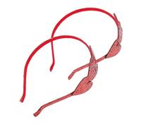 DEARMAMY Lot De 2 Bandeaux Cœur Rouge Pour Petite Fille -Tête De Fête À Paillettes -Tête Cœur Rubans Cupidon Pour Bandeau À Paillettes Rouges Bandeau En Forme De Cœur