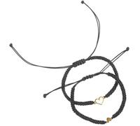DEARMAMY Lot de 2 Bracelets Tissés la Main, Bracelet Parent-garçon et Filles Ajustable en Corde Rouge Noire, Pendentif Cœur Ajouré, Coffret Présent Fête des Mères, Bijou Décoratif