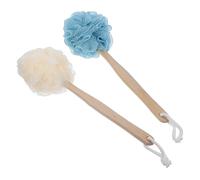 DEARMAMY Lot de 2 Brosses de Bain à Long Manche en Bois 2 Pièces Exfoliantes pour Dos Accessoires Bain Pratiques Adaptées Soins Corporels et Quotidienne
