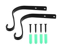 DEARMAMY Lot de 2 Crochets Muraux en Fer Incurvés, Supports Robustes pour Pots de Fleurs Suspendus, Lanternes et Carillons Éoliens, Décoration Jardin Extérieure, Fixation par Vis, Balcon