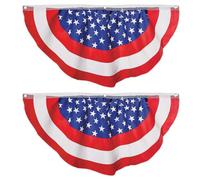 DEARMAMY Lot de 2 Drapeaux Décoratifs D’éventail 45x90 Cm, Drapeaux en Demi-cercle pour Décoration Extérieure Américaine, Guirlandes Patriotique pour Fête de L’indépendance et Veterans Day