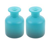 DEARMAMY Lot de 2 Flacons Diffuseurs D’Aromathérapie Cylindriques en Verre Bleu Gris 150 ML sans Couvercle Accessoires pour Bâtonnets Parfumés Récipient Vide pour Huiles Essentielles