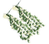 DEARMAMY Lot de 2 Lys Artificiels Suspendus Blancs en Tissu de Soie, Décoration Murale Extérieure pour Jardin et Mariage, Guirlande de Fleur Décorative Solide et Multifonctionnelle, Plante