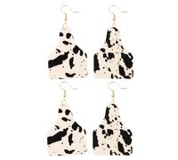 DEARMAMY Lot De 2 Paires Boucles D'oreilles En Cuir Véritable Pendentif à Motif De Vache, Légères Et Solide, Pour Femmes Et Filles, Accessoires Tendances Pour Toutes Saisons, Style Western Cowgirl
