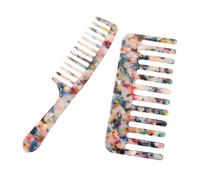 DEARMAMY Lot De 2 Peignes à Dents Larges 2 Pièces En Acétate De Cellulose Pour Cheveux Bouclés Et Longs Usage Humide Et Sec à Domicile