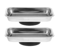 DEARMAMY Lot de 2 Plateaux Magnétiques Carrés 10 Cm en Acier Inoxydable, Plateaux Porte-vis pour Petites Pièces, Organisateurs Compacts pour Mécaniciens et Ateliers, Rangement D’écrous
