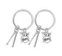 DEARMAMY Lot de 2 Porte-Clés Batterie Baguettes Décoratives et Tambour Caisse Claire Porte-Clés Percussion pour Musiciens et Groupes de Rock Accessoire Bague Musicale pour Fans de