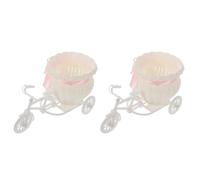 DEARMAMY Lot de 2 Pots de Fleurs Artificiels en Rotin Tressé, Petit Tricycle Décoratif Panier, Conteneur de Fleurs pour Mariage et Décoration Intérieure, Support Floral Romantique