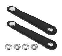 DEARMAMY Lot de 2 Sangles de Soufflet Noires en Cuir pour Accordéon Basse et Standard avec Boucles de Sécurité, Espacement 11,2 Cm, Accessoire de Remplacement pour Soufflet, Fixation