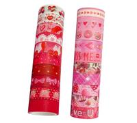 DEARMAMY Lot de 20 Rouleaux de Rubans Adhésifs Décoratifs en Papier Rose Motifs Lettres d'Amour et Desserts Ruban Adhésif pour Scrapbooking et Travaux Manuels Autocollants DIY pour