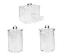 DEARMAMY Lot De 3 Boîtes De Cotons-Tiges Transparentes Rondes Empilables Réutilisables Pour Le Maquillage Le Nettoyage Les Cosmétiques Et Les Bébés Avec Tissu Lavable
