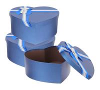 DEARMAMY Lot de 3 Boîtes Présent de Cœur Bleu Coffret d'Emballage pour Fleurs Couvercle Boîte à Fleurs pour Saint-Valentin et Mariage Carton Solide