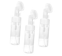DEARMAMY Lot De 3 Bouteilles à Pompe Moussante Transparentes 150 Ml Tête Brosse Douce Pour Cosmétiques Visage Et Cheveux Usage Voyage Rechargeable Pet