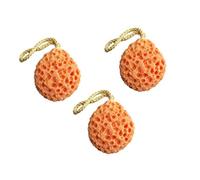 DEARMAMY Lot De 3 Brosses De Bain En Coton Nid D'Abeille Éponges De Pour Le Bain La Pour Femmes Pour Adultes Et Bébés Orange