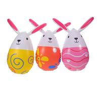 DEARMAMY Lot de 3 Décorations Gonflables de Pâques Lapins Œufs Colorés pour Jardin et Garden-Party Extérieure Ballons Décoratifs Printaniers Réutilisables et Faciles à Gonfler