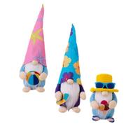 DEARMAMY Lot de 3 Gnomes d'Été en Peluche Surf Ballon de Plage et Glace Décoration Estivale pour Maison et Bureau Ornement de Fête Tropicale Accessoires de Plage Colorés