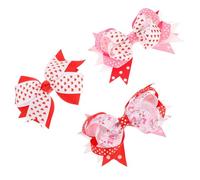 DEARMAMY Lot de 3 Pinces à Cheveux à Nœud Saint-valentin, Double Couche, Couleurs Rose Vif et Rouge Écarlate, Accessoires Décoratifs pour Coiffure Féminine, pour Rendez-usage Quotidien