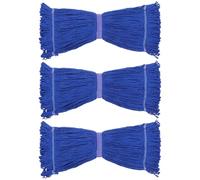 DEARMAMY Lot de 3 Têtes de Balai à Franges Commerciales en Coton Solide Bleu Recharges Lavables à Boucles Longues Compatibles Balais à Pince pour Nettoyage Professionnel et Industriel