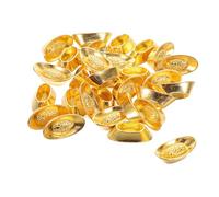 DEARMAMY Lot de 30 Mini Lingots Feng Shui en Alliage Massif Doré, Décoration Chanceuse pour Maison, Bureau et Fête, Ornement Créatif et Modèle Yuanbao Amulette, Accessoire Déco Intérieur
