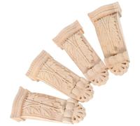 DEARMAMY Lot de 4 Appliques d'angle Sculptées en Bois Massif Non Peint 115 X 25 CM Décor de Colonne Romaine Européenne Incrustations Décoratives pour Meubles et Décoration Murale