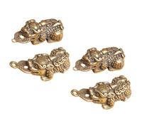 DEARMAMY Lot de 4 Breloques en Laiton Forme de Créature Mythique Porte-Clés Animaux Rétro Pendentifs Artisanaux pour Fabrication de Clés Décoration Feng Shui Accessoire Chanceux pour