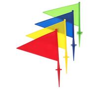 DEARMAMY Lot de 4 Drapeaux de Balisage Paysager en Fer Renforcé, Petits Drapeaux Triangulaires Colorés pour Marquage de Pelouse et Irrigation, Marqueurs Stables pour Arroseurs Automatiques