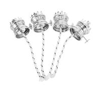 DEARMAMY Lot de 4 Mèches Plates de Lampe à Pétrole en Coton avec Base Ajustable Argentée, Brûleurs de Rechange Compatibles pour Lampes à Huile, Contrôle de Luminosité, Intérieur