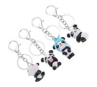 DEARMAMY Lot de 4 Porte-clés Pendentifs Panda Dessin Animé en Plastique Léger, Décoratifs pour Paquet à Main Femme, Accessoires Mignons et Portables, Style Aléatoire