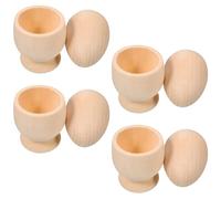 DEARMAMY Lot de 4 Set de Sets de Porte-Œufs en Bois Brut 4 Coquetiers 4 Supports à Œufs Non Peints Décoration Artisanale pour Œufs Durs pour Fêtes Maison et Activités Manuelles