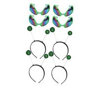 DEARMAMY Lot de 4 Sets de Ensembles Lunettes Créatives de Fête Serrage-têtes Soucoupe Volante Verts, Accessoires Cheveux Amusants pour Festival et Carnaval, 8 Pièces Couleur Aléatoire
